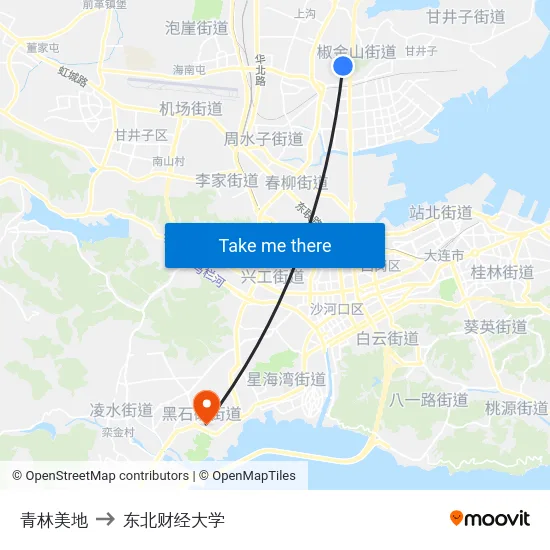 青林美地 to 东北财经大学 map