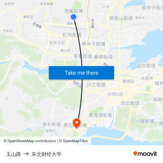 玉山路 to 东北财经大学 map