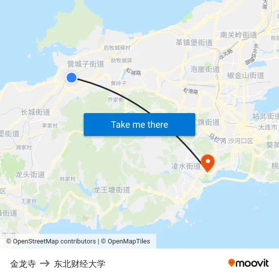 金龙寺 to 东北财经大学 map