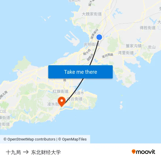 十九局 to 东北财经大学 map