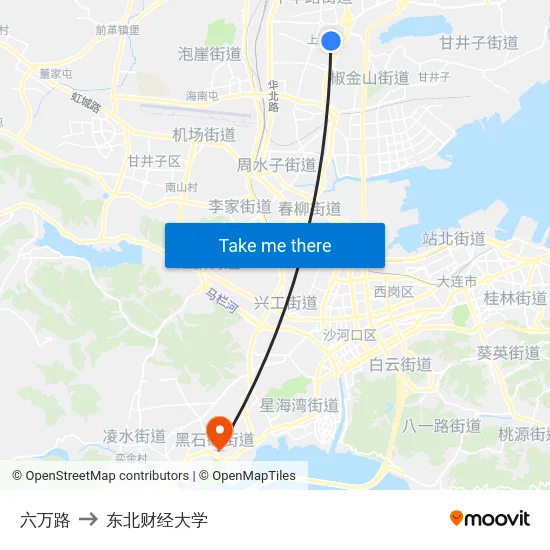 六万路 to 东北财经大学 map