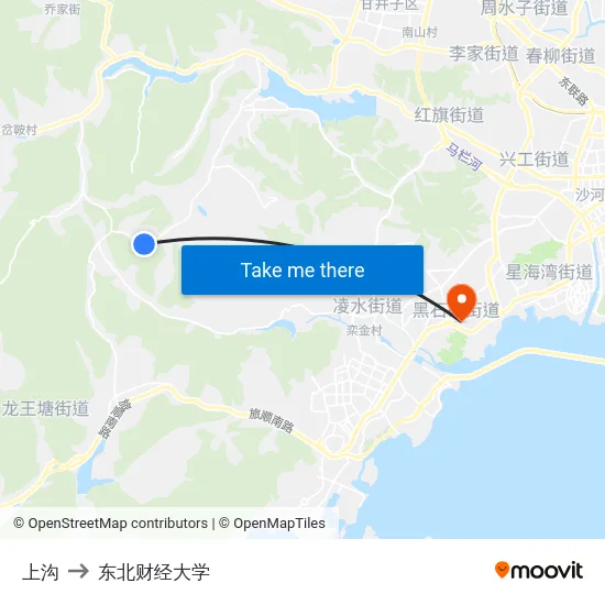 上沟 to 东北财经大学 map