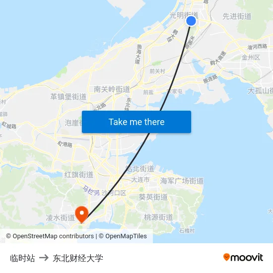临时站 to 东北财经大学 map