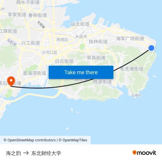 海之韵 to 东北财经大学 map
