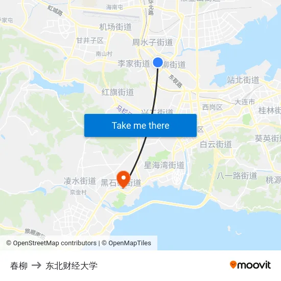 春柳 to 东北财经大学 map