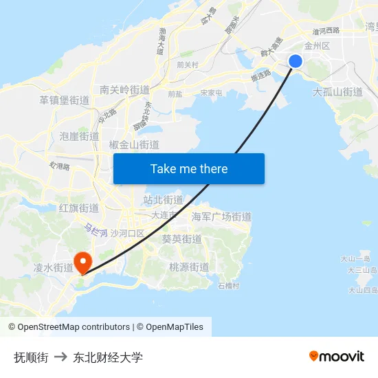 抚顺街 to 东北财经大学 map