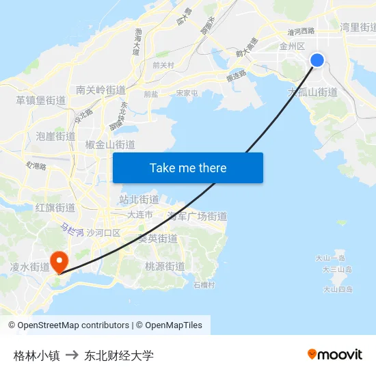 格林小镇 to 东北财经大学 map