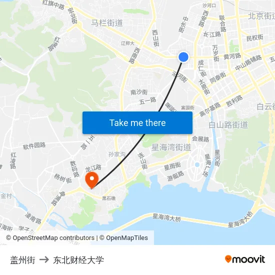 盖州街 to 东北财经大学 map