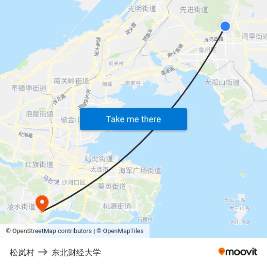 松岚村 to 东北财经大学 map