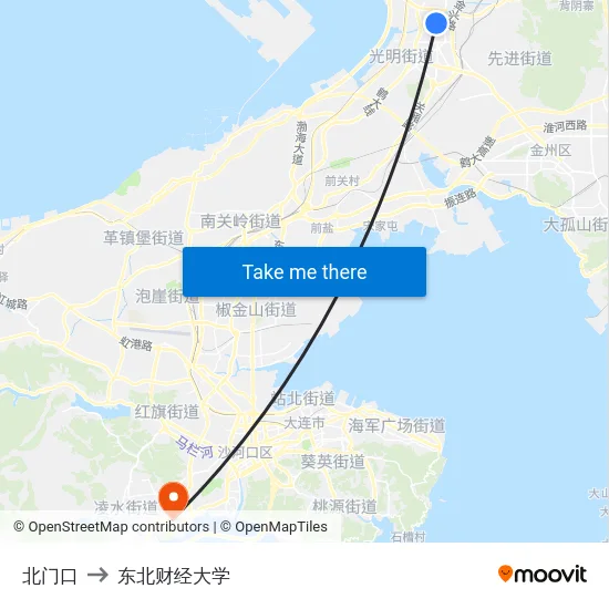 北门口 to 东北财经大学 map