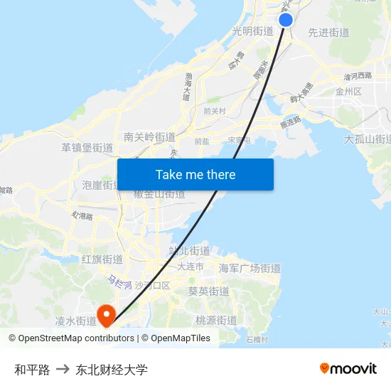 和平路 to 东北财经大学 map