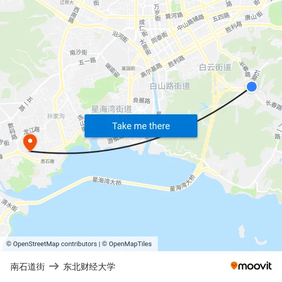 南石道街 to 东北财经大学 map