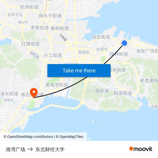 港湾广场 to 东北财经大学 map