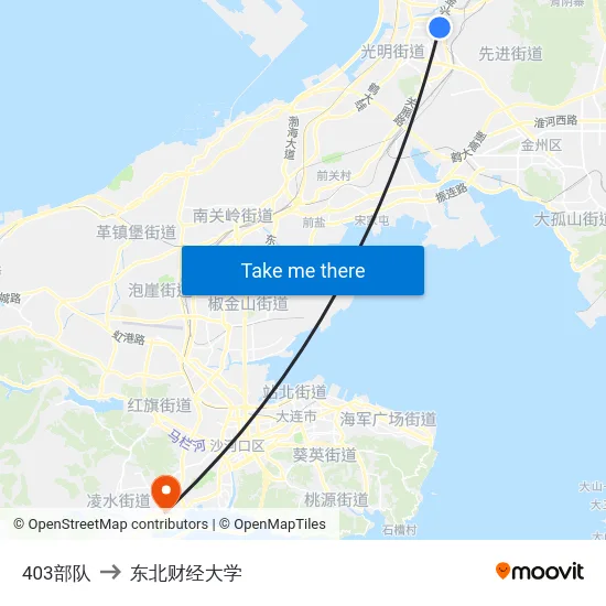 403部队 to 东北财经大学 map