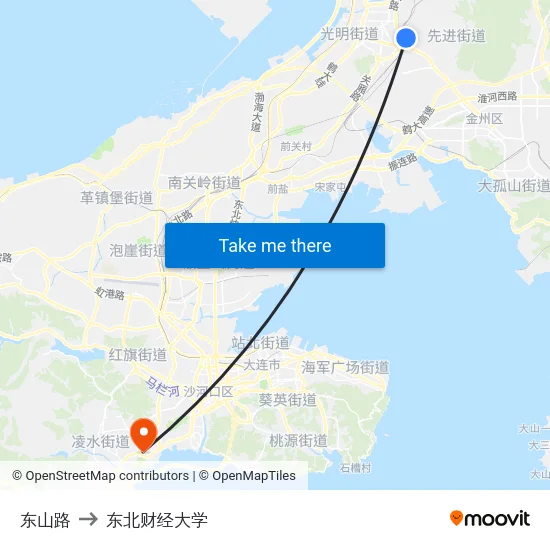 东山路 to 东北财经大学 map
