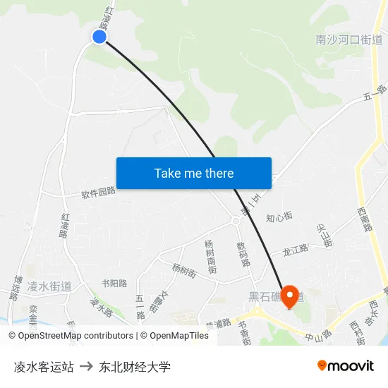 凌水客运站 to 东北财经大学 map