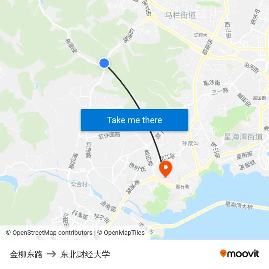 金柳东路 to 东北财经大学 map