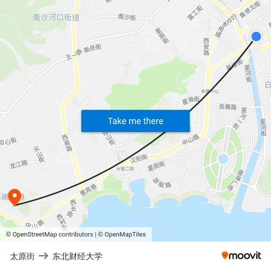 太原街 to 东北财经大学 map