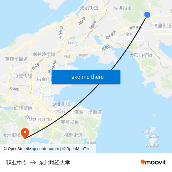 职业中专 to 东北财经大学 map