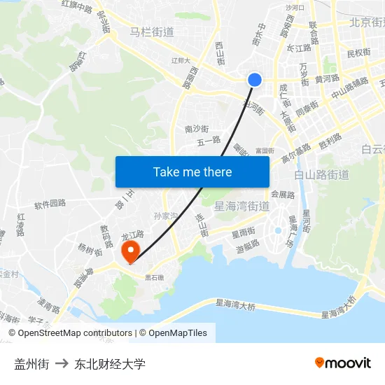 盖州街 to 东北财经大学 map