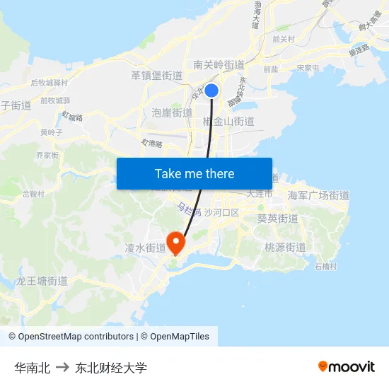 华南北 to 东北财经大学 map