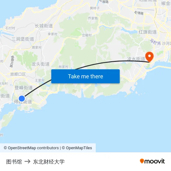 图书馆 to 东北财经大学 map