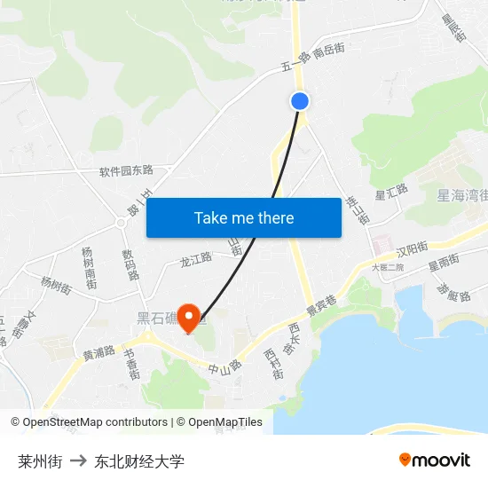 莱州街 to 东北财经大学 map