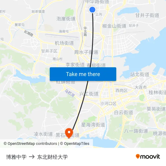 博雅中学 to 东北财经大学 map