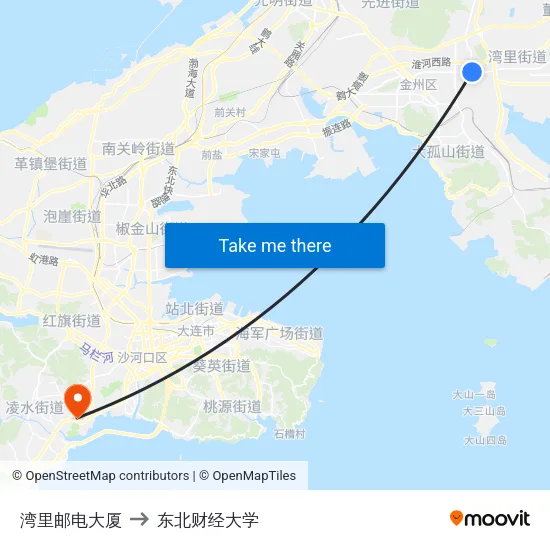 湾里邮电大厦 to 东北财经大学 map