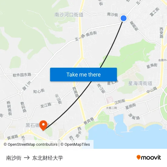 南沙街 to 东北财经大学 map