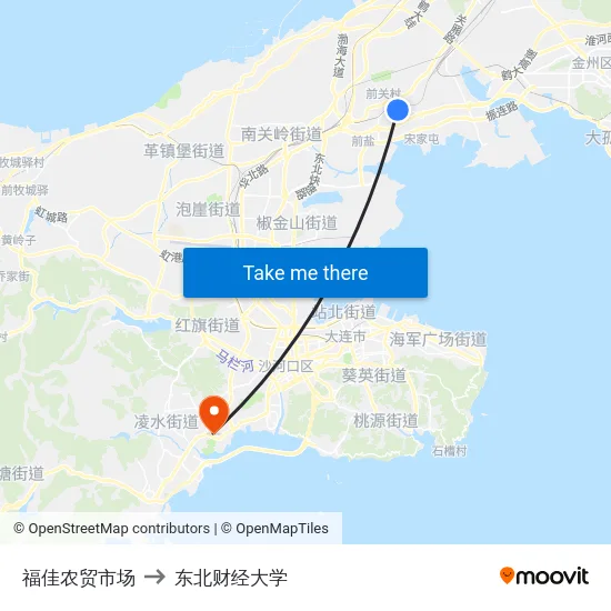 福佳农贸市场 to 东北财经大学 map