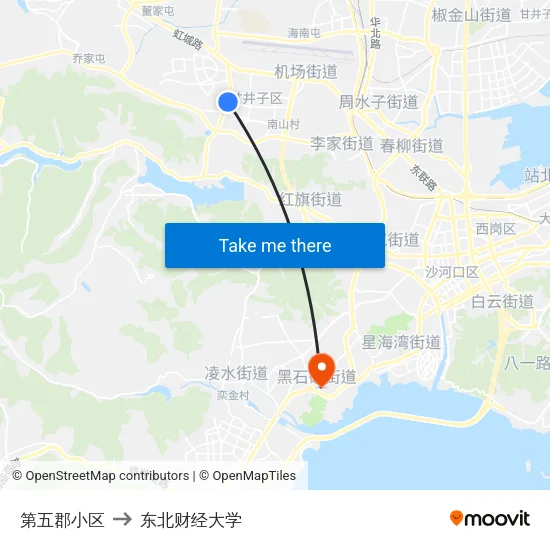 第五郡小区 to 东北财经大学 map