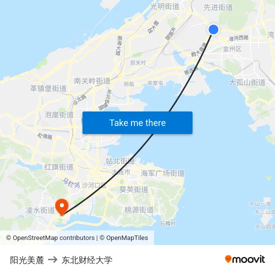 阳光美麓 to 东北财经大学 map
