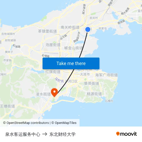 泉水客运服务中心 to 东北财经大学 map