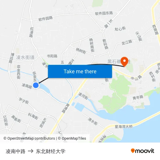 凌南中路 to 东北财经大学 map