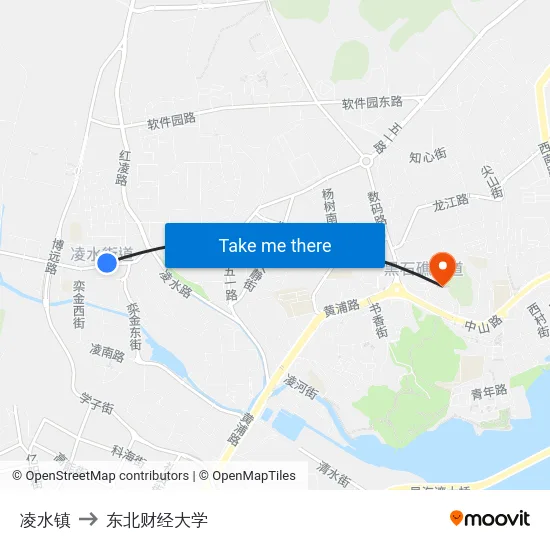 凌水镇 to 东北财经大学 map