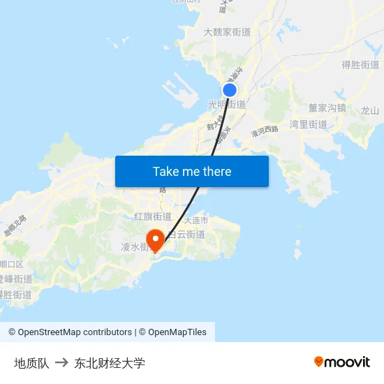 地质队 to 东北财经大学 map