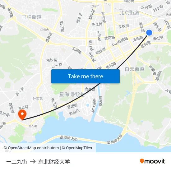 一二九街 to 东北财经大学 map
