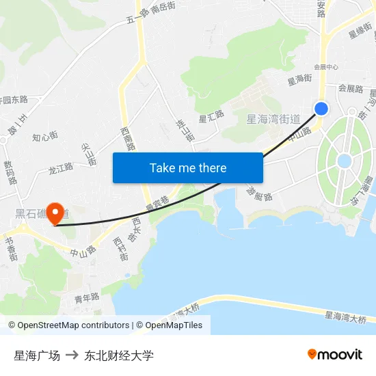 星海广场 to 东北财经大学 map