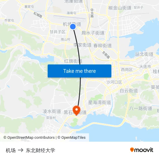 机场 to 东北财经大学 map