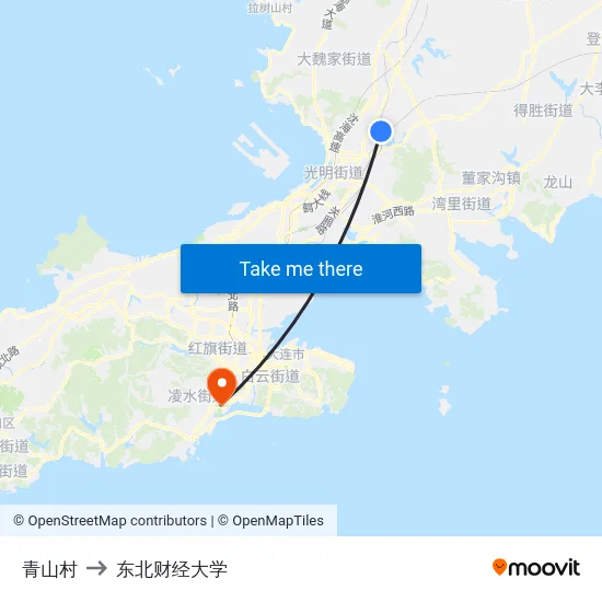青山村 to 东北财经大学 map