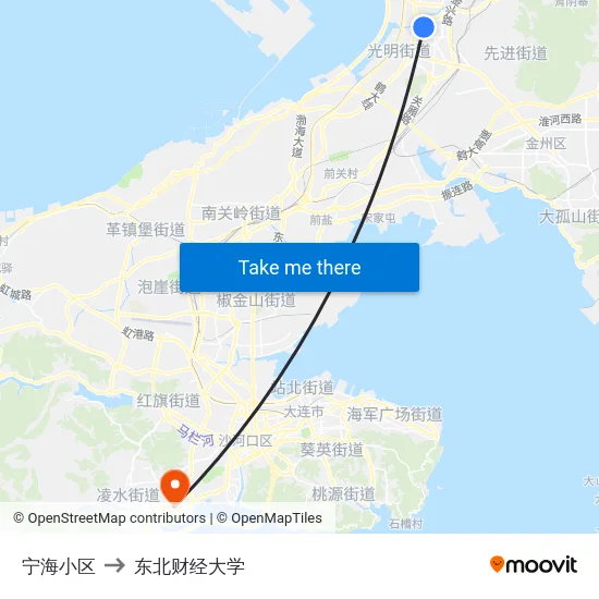 宁海小区 to 东北财经大学 map