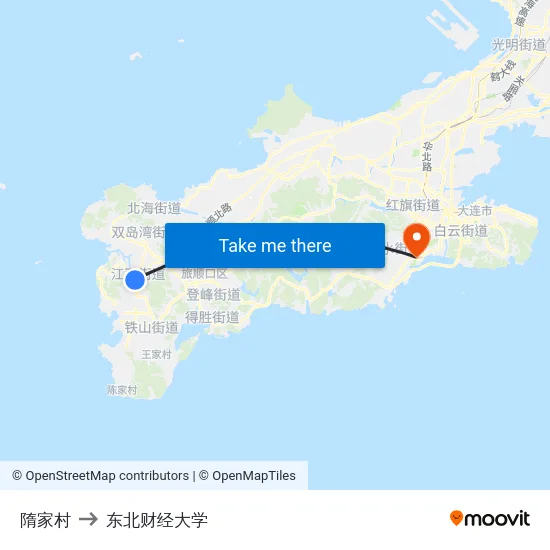 隋家村 to 东北财经大学 map
