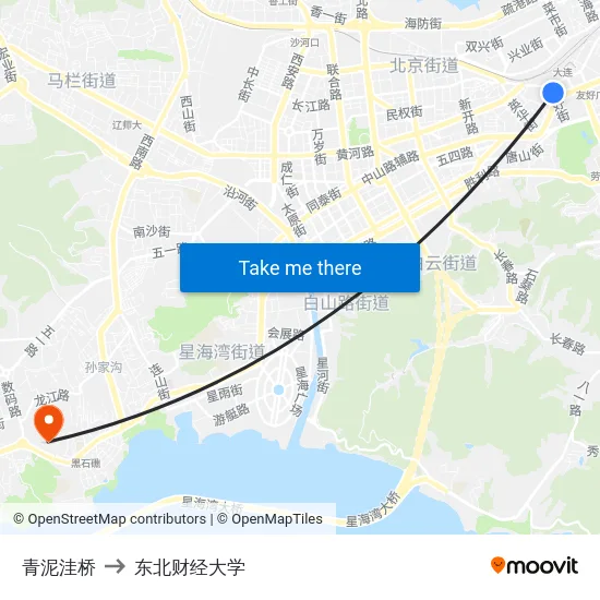 青泥洼桥 to 东北财经大学 map