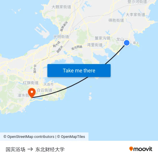 国宾浴场 to 东北财经大学 map