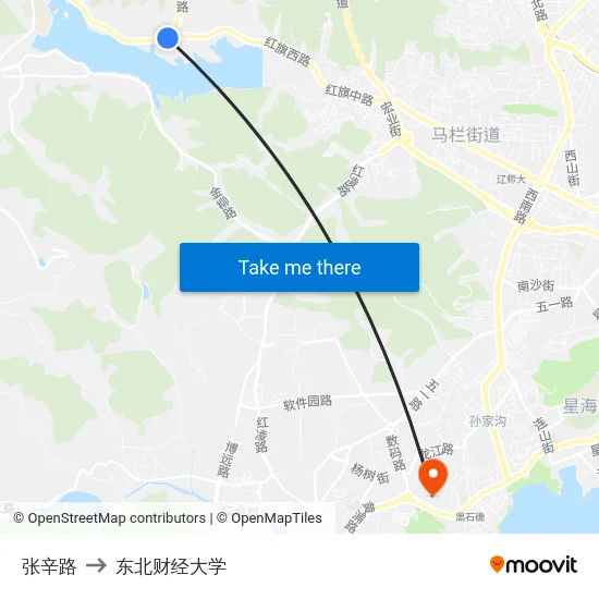 张辛路 to 东北财经大学 map