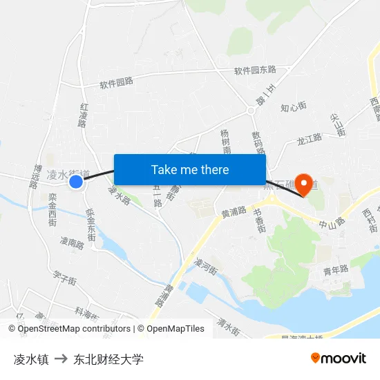 凌水镇 to 东北财经大学 map