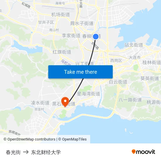 春光街 to 东北财经大学 map