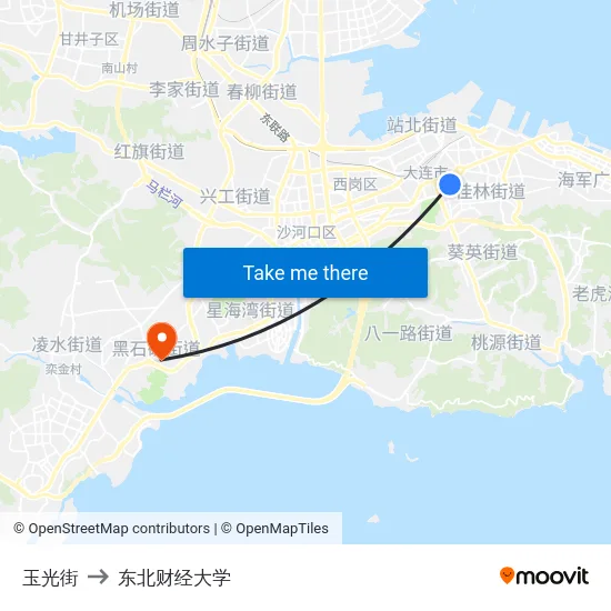 玉光街 to 东北财经大学 map