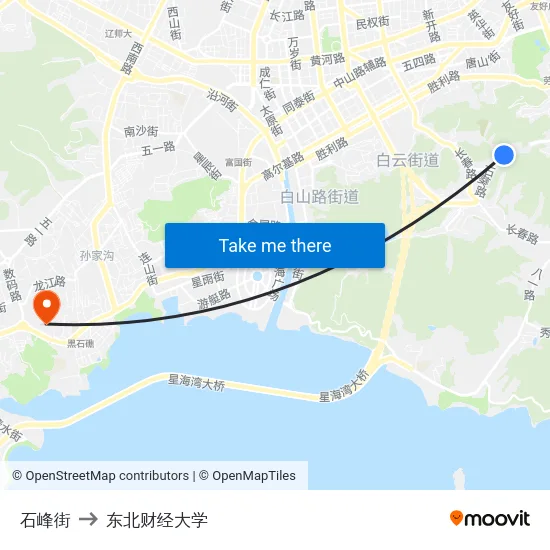 石峰街 to 东北财经大学 map